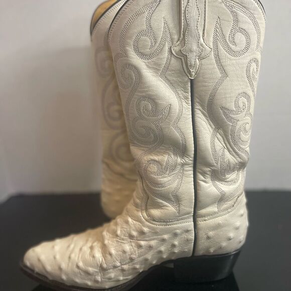 RARE🔥 RUDEL Ivory Goat Ostrich Cowboy Leather Boots Men's Size 7.5 EEWestern - Picture 12 of 15